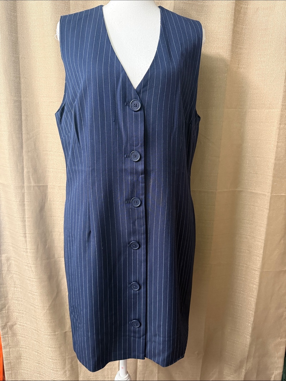 Steve Madden Navy Pinstripe Button-Front Mini Dress